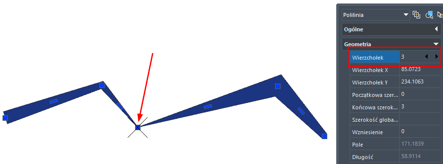 Zmiana szerokości polilinii poprzez punkty