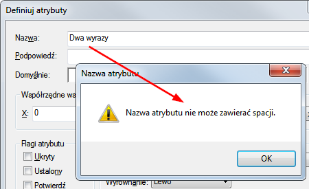 problem z nazwa atrybutu