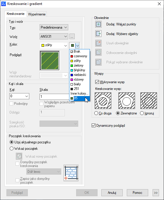 cad kreskowanie kolor tla