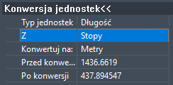 konwersja jednostek w kalkulatorze cad