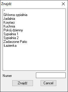 lista pomieszczen