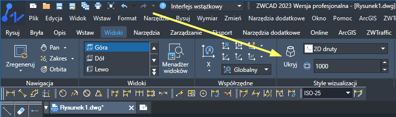 menu ze stylami wizualizacji