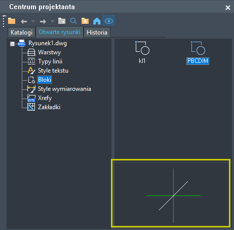 okno podgladu w centrum projektanta