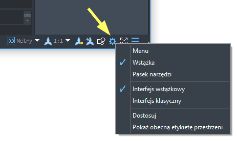 Ikona do zmiany interfejsu w ZWCAD