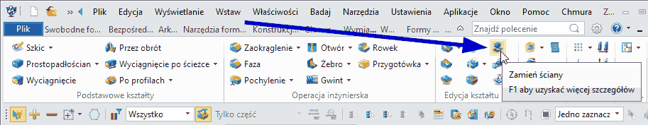 menu zastepowanie scian zw3d