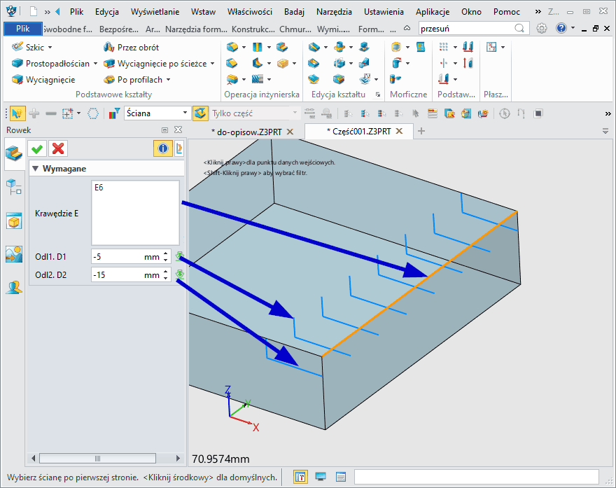 opcje tworzenia rowka cad zw3d