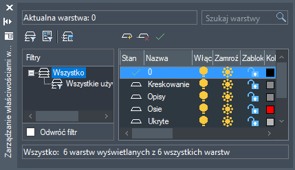 okno warstw zwcad