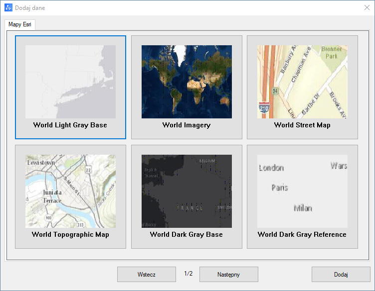 rodzeje map esri cad