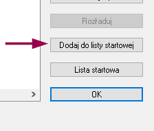 dodanie do listy startowej