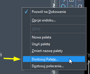 dostosuj palete cad