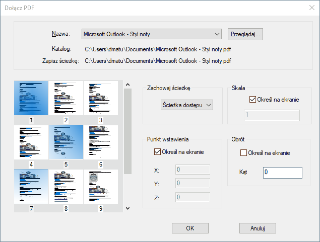 import wielostronicowych plikow pdf