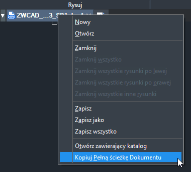 kopiowanie sciezki do pliku cad