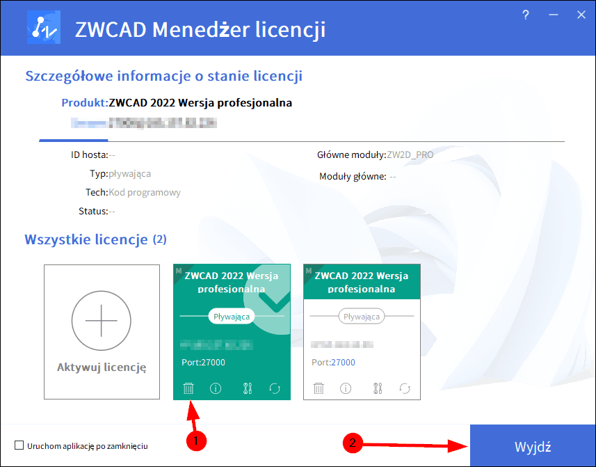 dezaktywacja licencji cad