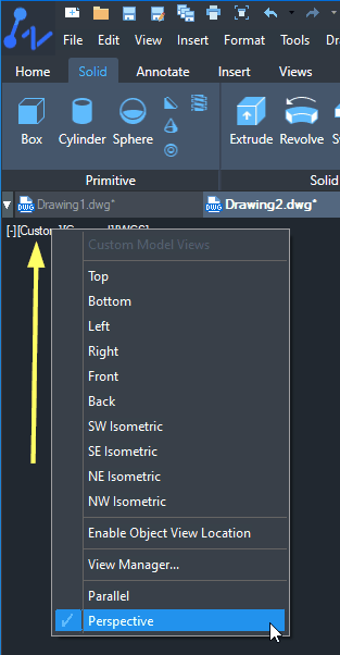 Szybkie menu widoku