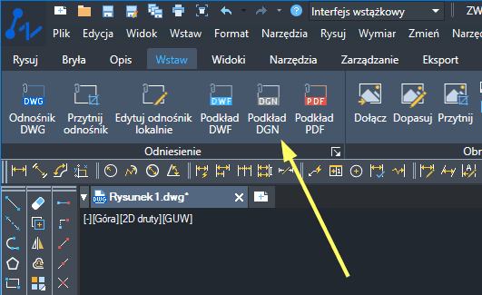 Wstążka do podkładania plików w ZWCAD 2024