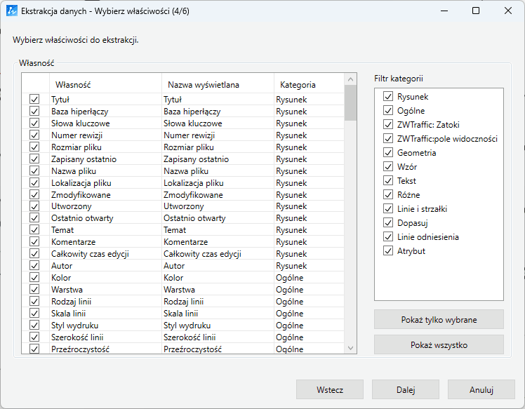Rozszerzona funkcja DATAEXTRACTION