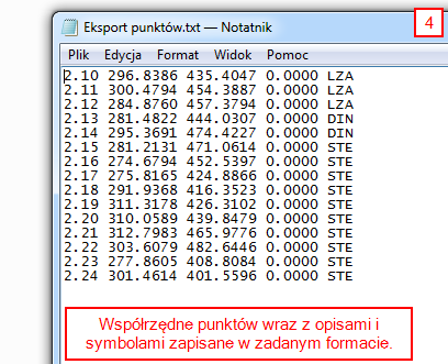 Eksportuj współrzędne punktów do pliku tekstowego 4