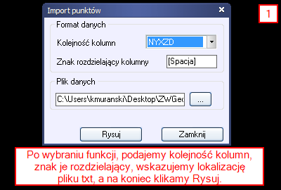 Importuj punkty z pliku tekstowego 1