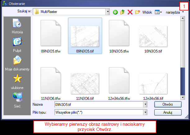 Wstaw wiele plików rastrowych 1