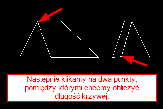 Oblicz długość krzywej pomiędzy klikniętymi punktami 2