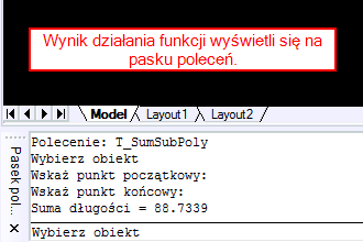 Oblicz długość krzywej pomiędzy klikniętymi punktami 3