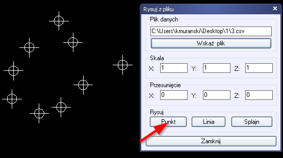 Rysuj na podstawie współrzędnych z pliku csv 4