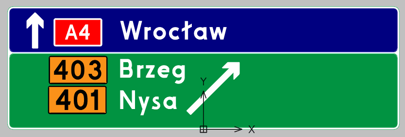 Poustawiane elementy w szablonie znaku drogowego Poustawiane elementy w szablonie znaku drogowego