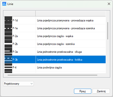 Linie poziome w aplikacji ZWTraffic 2025 Linie poziome w aplikacji ZWTraffic 2025