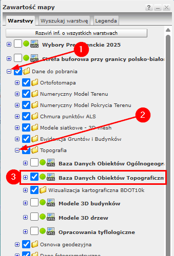 Menu geoportalu