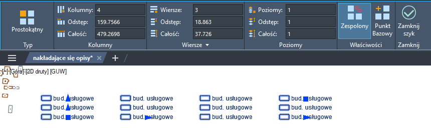 Menu szyku prostokątnego Menu szyku prostokątnego