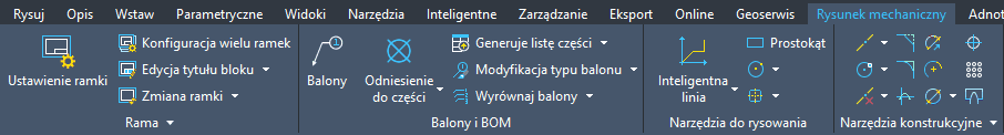 Wstążka w ZWCADzie MFG