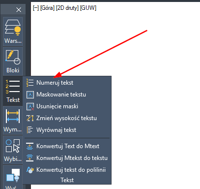 Funkcja Numeruj tekst w ZWCAD Toolbox Funkcja Numeruj tekst w ZWCAD Toolbox