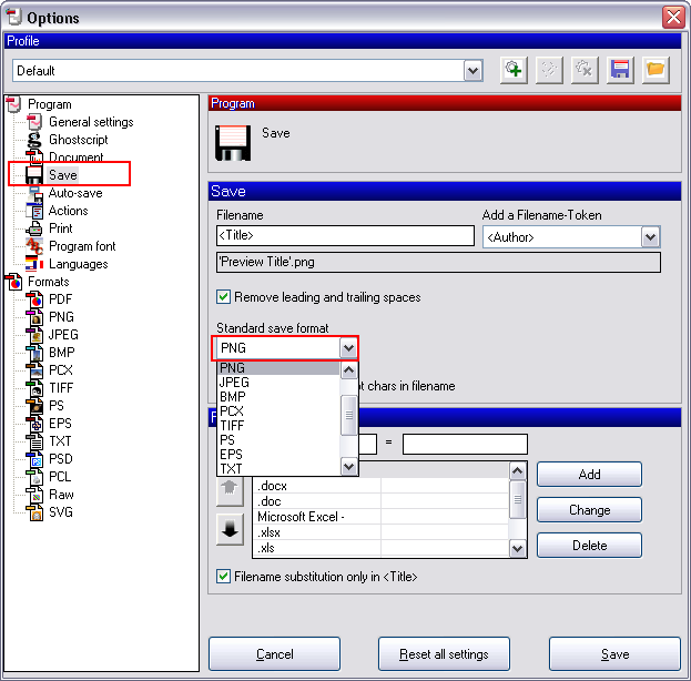 options pdfcreator