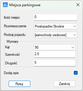 Panel miejsc parkingowych w ZWTraffiku Panel miejsc parkingowych w ZWTraffiku
