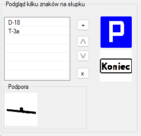 Podgląd znaków na słupku