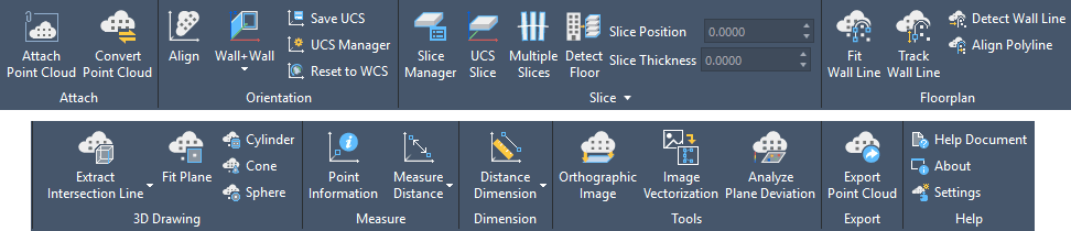 Wstążka Point Cloud Assistanta w ZWCADzie 2026