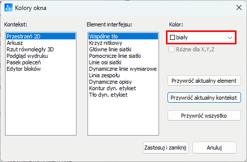 Zmiana koloru tła w ZWCADzie Zmiana koloru tła w ZWCADzie