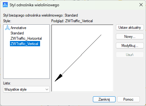 Styl odnośnika wieloliniowego z aplikacji ZWTraffic