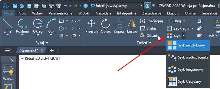 Szyk prostokątny w ZWCADzie Szyk prostokątny w ZWCADzie