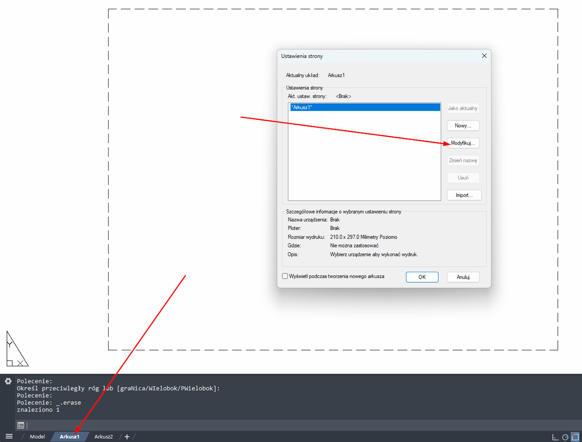 Ustawienie arkusza Ustawienie arkusza