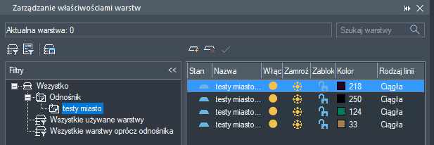 Warstwy rysunku po umieszczeniu odnośnika w ZWCADzie