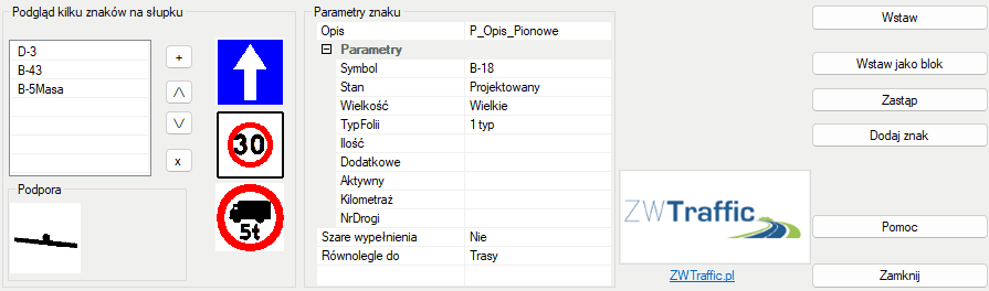 Wstawianie znaku i dodawanie go do słupka