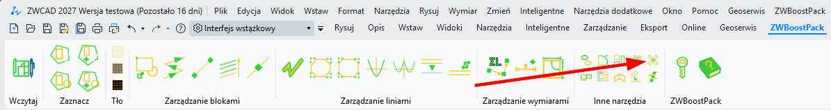 Wstążka w funkcją usuwania przecięć na obszarze Wstążka w funkcją usuwania przecięć na obszarze