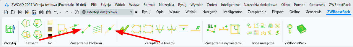 Wstążka ZWBoostPacka z opisywaniem wierzchołków i środków polilinii Wstążka ZWBoostPacka z opisywaniem wierzchołków i środków polilinii