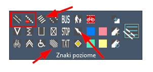 Wstążka ze znakami poziomymi