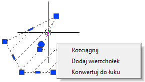 Edycja kreskowania za pomocą  uchwytów