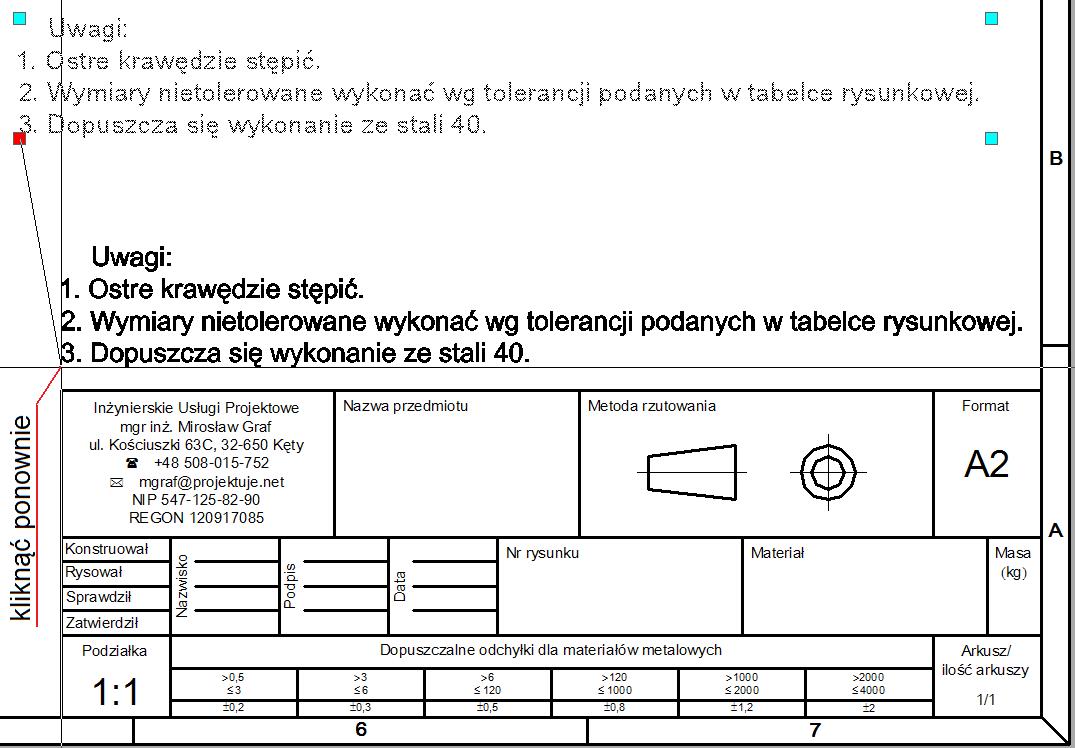 Przygotuj Kartkę Formatu A4 Z Tabliczką Rysunkową Papier i model, rzutnie, tabelka rysunkowa