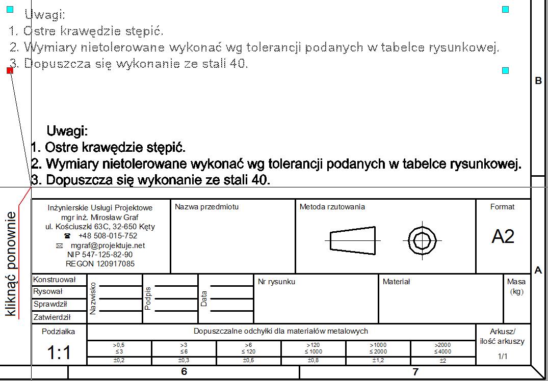 Papier I Model Rzutnie Tabelka Rysunkowa