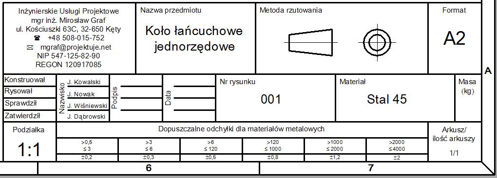 Papier I Model Rzutnie Tabelka Rysunkowa