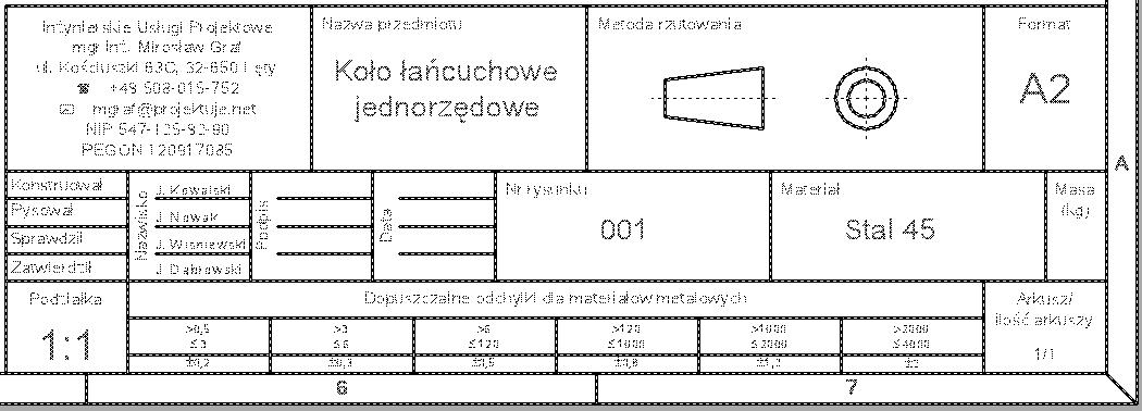 Papier I Model Rzutnie Tabelka Rysunkowa